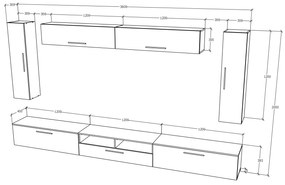 Living haaus Haga V6, Antracit/Stejar Wotan, L 360 cm