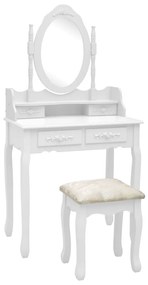 vidaXL Set masă de toaletă cu taburet alb 75x69x140 cm lemn paulownia