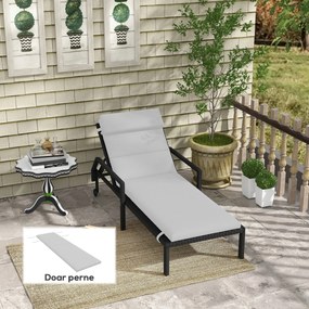 Outsunny Pernă de Lux pentru Șezlong Exterior cu Tetieră și Legături, Perfectă pentru Relaxare, Gri Deschis | Aosom Romania
