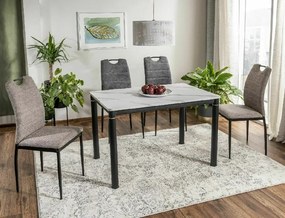 Masa de dining neagra DAMAR 100x70 cm, decor marmura alba