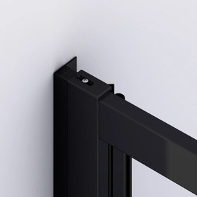 Cabina dus negru mat 140x80 cm, usa culisanta, grosime sticla 6 mm, tratament anticalcar, Ronal Divera