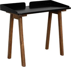 Birou vintage din lemn de mango, cu blat negru lăcuit și picioare conice, natur, finisaj lucios, 99×49.5×84.5 cm, „Beckett"