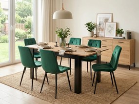 Masa extensibila de dining MADO 120/160x80 cm, negru/craft stejar