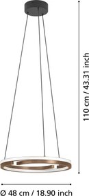 Eglo 901826 - Lustră LED dimabilă pe cablu MEZZOMONTE 2xLED/20W/230V bronz + telecomandă