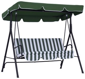 Outsunny Leagăn de Grădină cu 3 Locuri și Parasolar Basculant, 172×110×153 cm, Verde | Aosom Romania
