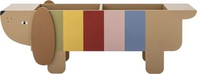 Raft de cărți pentru copii din lemn, multicolor, cu decupaje în formă de câine, 108x37x32 cm, „Charlie"