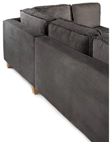 Colțar gri extensibil cu tapițerie din catifea reiată (cu colț pe partea dreaptă) Tori – Bonami Selection