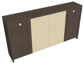 Dulap mediu pentru haine Verno 248 x 46 x 130 cm, uși combinate, stejar antracit / vanilie