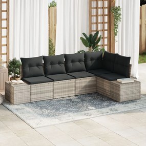 vidaXL Set de canapele pentru grădină 5 pcs Gri deschis Rattan poli