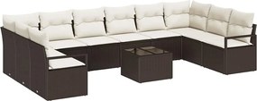 vidaXL Set de canapele pentru grădină 11 pcs Maro și Crem poliratan