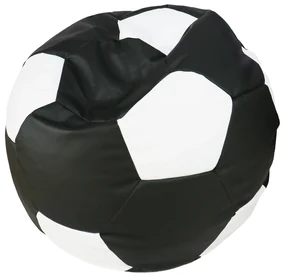 ShopJK Fotoliu puf minge de fotbal cu suport pentru picioare negru alb