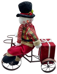 Figurina Craciun Om de Zapada pe bicicleta Frosty 45x50cm