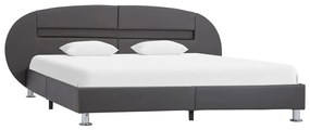 285440 vidaXL Cadru de pat cu LED, gri, 120 x 200 cm, piele ecologică