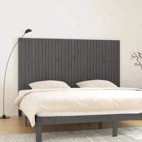 824930 vidaXL Tăblie de pat pentru perete, gri, 204x3x110 cm, lemn masiv pin