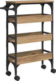 vidaXL Troler de Bucătărie Stejar Artizanal 53 x 20 x 76 cm