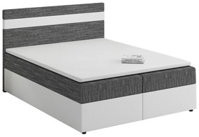 Pat matrimonial Boxspring 140x200 cm Mimosa Comfort (șuvițat Gri + Alb) (cu somieră și saltea). 1056226