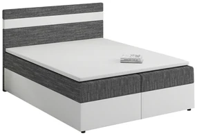Pat matrimonial Boxspring 160x200 cm Mimosa (cu saltea și somieră) (alb + gri închis). 1007807