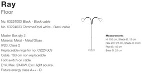 Lampadar modern cu 2 brate flexibile Ray negru 63224003 NL