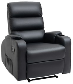 HOMCOM Fotoliu de relaxare rabatabil cu suport pentru picioare reglabil acoperit sintetic, negru, 79x89x100cm
