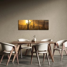 Tablou - Cactuși Saguaro (cu ceas) (90x30 cm)