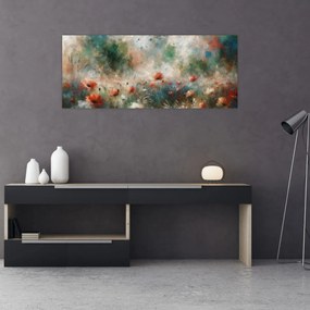 Tablou – Abstracție de câmp cu maci (120x50 cm)