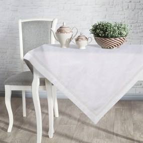 Față de masă cu fir argintiu decorata cu o manta eleganta si cristale, crem, argintiu, MARINA