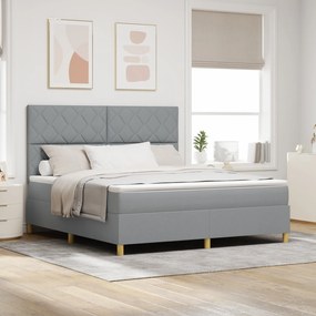 vidaXL Pat cu arcuri cu saltea Gri deschis 180 x 200 cm țesătură
