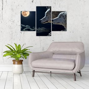Tablou cu lupi în lună (90x60 cm)