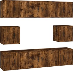 vidaXL Set dulap TV, 8 piese, stejar fumuriu, lemn prelucrat