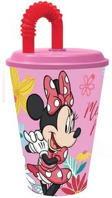 Disney Minnie Pahar cu pai Spring, plastic 430 ml