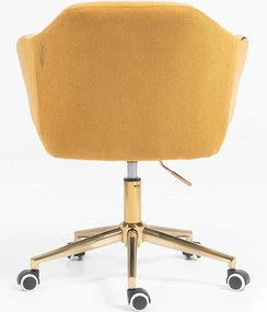 HR832K Scaun Catifea Reiată Premium culoare Curry Galben cu Bază Aurie