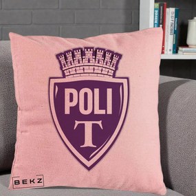 Perna Personalizata Poli Timisoara Fotbal, 40x40 cm, Roz, Husa Detasabila, Perna Inclusa, BEKZ®