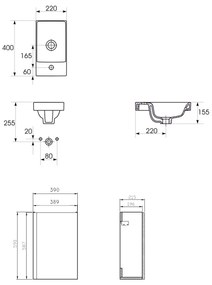 Set dulap baie suspendat cu 1 usa si lavoar Cersanit Moduo inclus, 40 cm, gri Gri