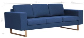 Set de canapele, 2 piese, albastru, material textil Albastru, 2 locuri + 3 locuri