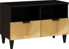 vidaXL Cabinet TV cu sertar Negru și Aur 70 x 33 x 46 cm Lemn compozit
