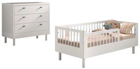 Set FORREST BEECH format dintr-un Pat copii pentru copii mici (70 x 140 cm) și o comodă cu 3 sertare.