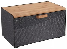 Cutie pentru paine Klausberg KB 7464, 35.5 cm, Otel, Bambus, Capac superior si frontal, Negru/Maro