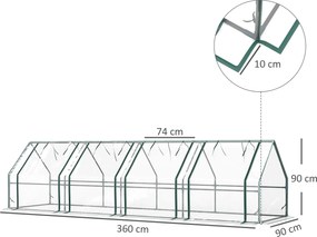 Outsunny Mini Seră Portabilă Tunel pentru Plante și Flori cu Uși Rulabile cu Fermoar, Transparentă | Aosom Romania
