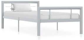 vidaXL Cadru de pat, gri și alb, 90 x 200 cm, metal