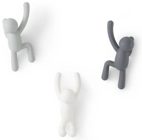 Cârlige 3 buc. de montat pe perete din plastic Buddy – Umbra