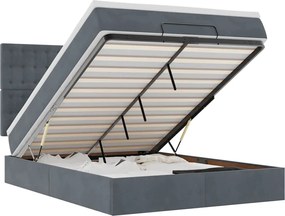 vidaXL Cadru de pat otoman cu saltele Gri închis 140x200cm catifea