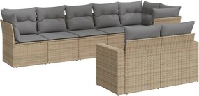 vidaXL Set canapele de grădină, 8 piese, cu perne, bej, poliratan