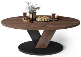 Mazzoni LOVA Stejar Maro/Negru - MĂSUȚĂ OVALĂ 110x60 cm MĂSUȚĂ DE CAFEA MODERNĂ