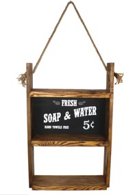 Raft din lemn cu sfoara Rustic Homs, 60 x 40 x 13 cm, maro