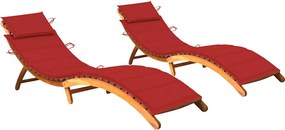 vidaXL Șezlonguri cu perne, 2 buc., lemn masiv de acacia