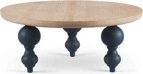 Masă de cafea rotundă din lemn, natur, cu picioare strunjite, 40 x 100 cm, „Low”