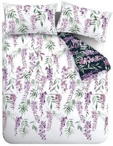 Lenjerie albă/violet pentru pat dublu 200x200 cm Wisteria - Catherine Lansfield