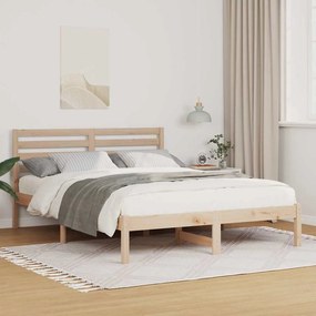 vidaXL Cadru de pat cu headboard Maro 120 x 200 cm Lemn de brad solid