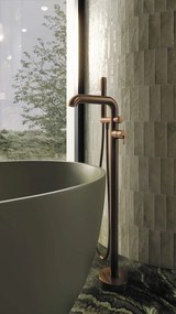 Baterie pentru cada freestanding, bronz periat, cu set de dus, Deante Silia Bronz