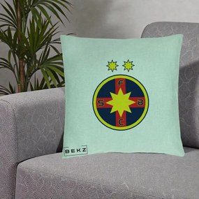 Perna Personalizata FCSB Fotbal Club Steaua Bucuresti, 40x40 cm, Verde Menta, Husa Detasabila, Perna Inclusa, BEKZ®